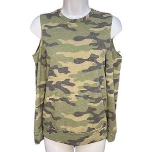TMG Camo Cold Shoulder Blouse